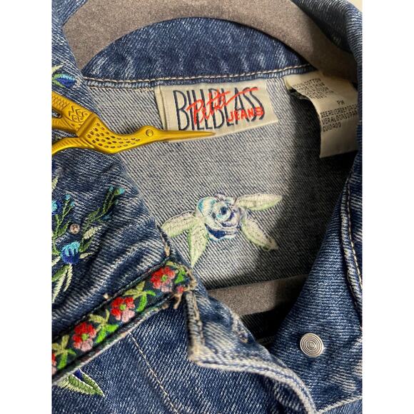 Bill Bass Medium Vest Vintage 90s Denim Embroidered Floral Rhinestone Y2K Rose - Picture 5 of 9